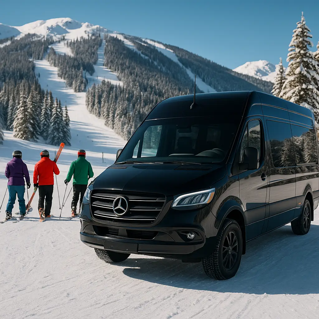 Mercedes-Benz Van in Snowy Ski Resort